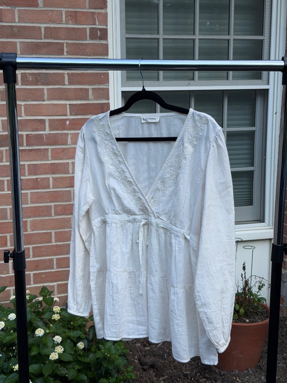 Lucky Brand Cream Embroidered Blouse